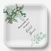 Weihnachtszweige Rote und Grüne Dusche Pappteller (Vorderseite)