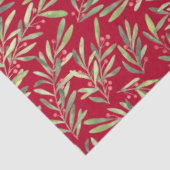 Weihnachtszweige und Berries auf Rot Seidenpapier (Ausschnitt)