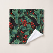 Weihnachtszweige und Berries Badhandtuch Set (Waschlappen)
