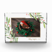 Weihnachtszweige und Berries Custom Fotoblock (Vorderseite)