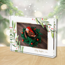 Weihnachtszweige und Berries Custom Fotoblock