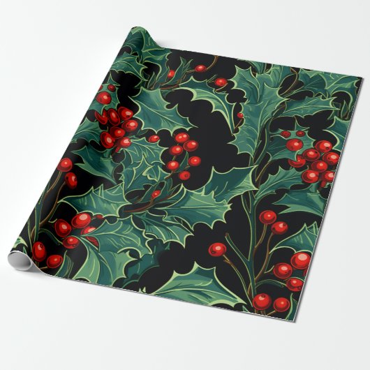 Weihnachtszweige und Berries Geschenkpapier (Ungerollt)