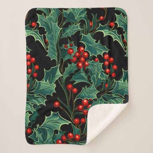 Weihnachtszweige und Berries Sherpadecke (Vorderseite)