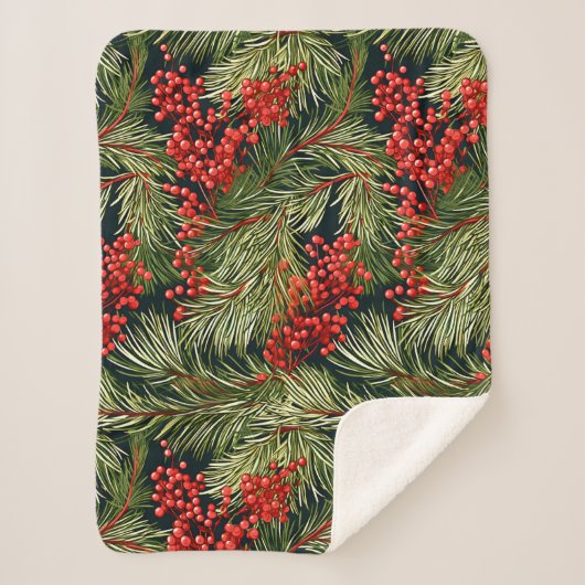 Weihnachtszweige und Berries Sherpadecke (Vorderseite)