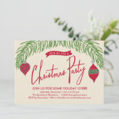 Weihnachtszweige Weihnachts-Party Einladung (Stehend Vorderseite)