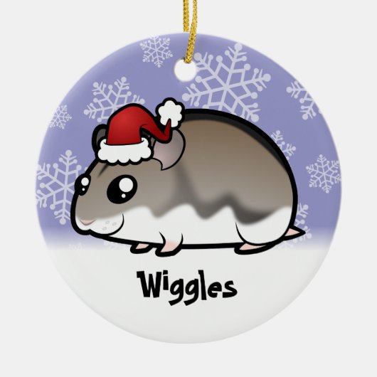 Weihnachtszwergartiger Hamster Keramik Ornament (Vorne)
