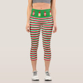 Weihnachtszwerge auf rot gestreift capri leggings (Vorderseite)