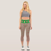 Weihnachtszwerge auf rot gestreift capri leggings (Vorderseite)
