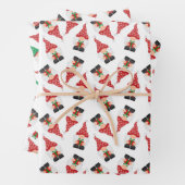 Weihnachtszwerge mit gefliestem Muster Geschenkpapier Set (Beispiel)