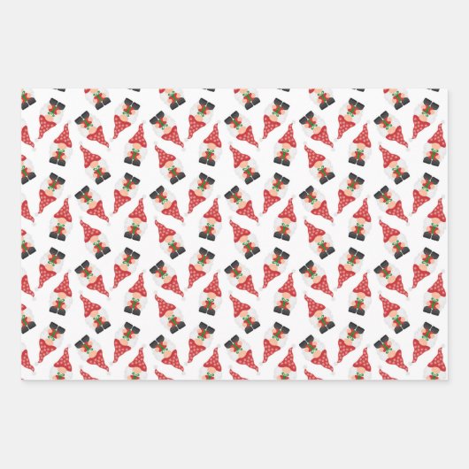 Weihnachtszwerge mit gefliestem Muster Geschenkpapier Set (Vorderseite)