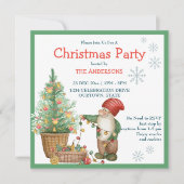 Weihnachtszwerge schmückend Weihnachtsbaum Weihnac Einladung (Vorderseite)