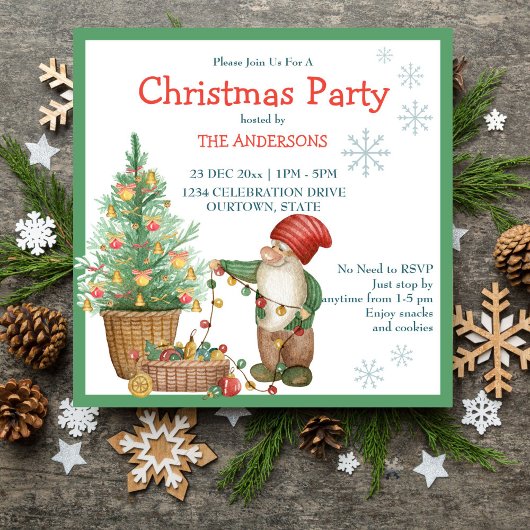 Weihnachtszwerge schmückend Weihnachtsbaum Weihnac Einladung