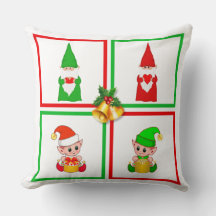 Weihnachtszwerge und -elfen auf weiß, grün und rot