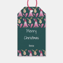 Weihnachtszwerge und Rentiere mit Handschuhen Geschenkanhänger