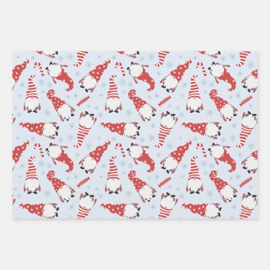 Weihnachtszwerge, Waldtiere Wintermuster Geschenkpapier Set (Vorderseite 3)