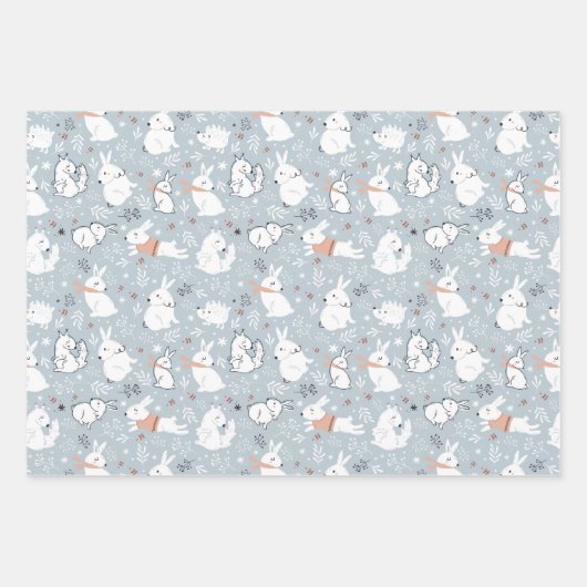 Weihnachtszwerge, Waldtiere Wintermuster Geschenkpapier Set (Vorderseite 2)