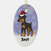 WeihnachtsZwergpinscher/Manchester Terrier Keramik Ornament (Rechts)