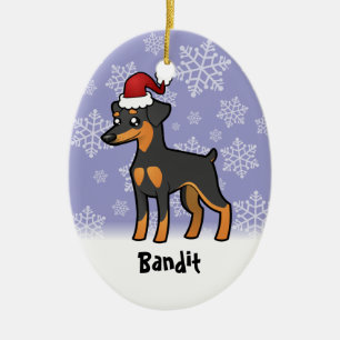 WeihnachtsZwergpinscher/Manchester Terrier Keramik Ornament
