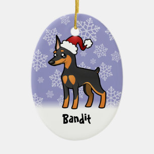 WeihnachtsZwergpinscher/Manchester Terrier Keramikornament