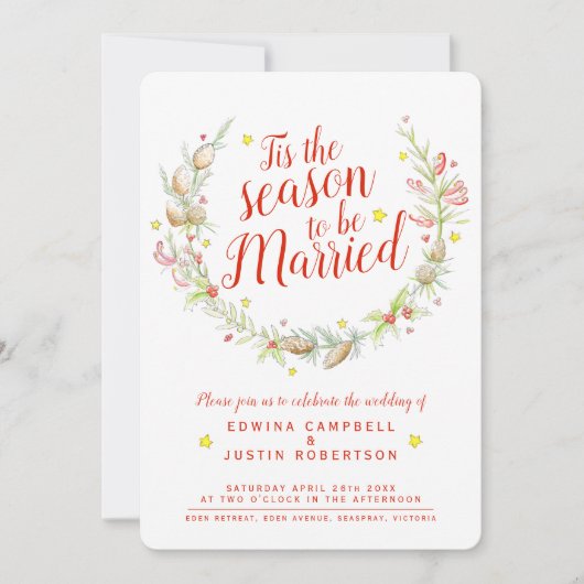 Weihnachtszwiebeln Beeren Stern Aquarell Einladung (Vorderseite)