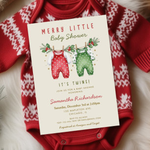 Weihnachtszwillinge Kleidung Fröhliche kleine Baby Einladung
