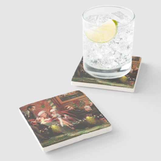 Weihnachtszwischenspiel Steinuntersetzer (Seitenansicht)