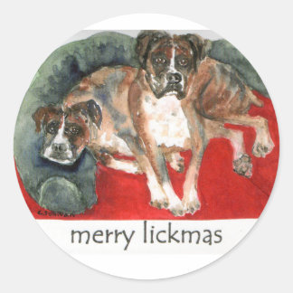 weihnachtwasserfarbe Boxerhunde frohe Leckmas Runder Aufkleber