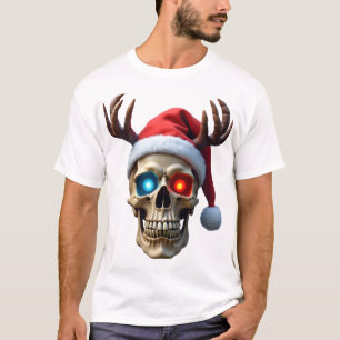 Weihnatschädel mit Santa Hut und Geweih Mystik  T-Shirt