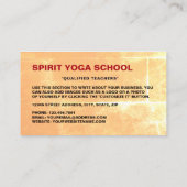 Weihrauchplätze, Yoga-Instruktor Visitenkarte (Rückseite)