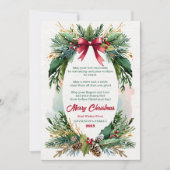 Weihwassermalerei Immergrüne Weihnachtsglückwunsch Einladung (Vorderseite)