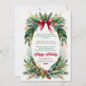 Weihwassermalerei Immergrüne Weihnachtsglückwunsch Einladung (Rückseite)