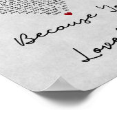 Weil du mich Gray Heart Song Lyric Print liebst Poster (Ecke)