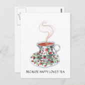 Weil glückliche Lieben Teeslogan, Vintage Becher R Postkarte (Vorne/Hinten)