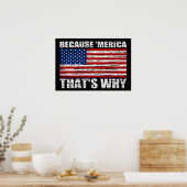 WEIL "MERICA, DAS IST WARUM US Flag Poster (klein) (Küche)