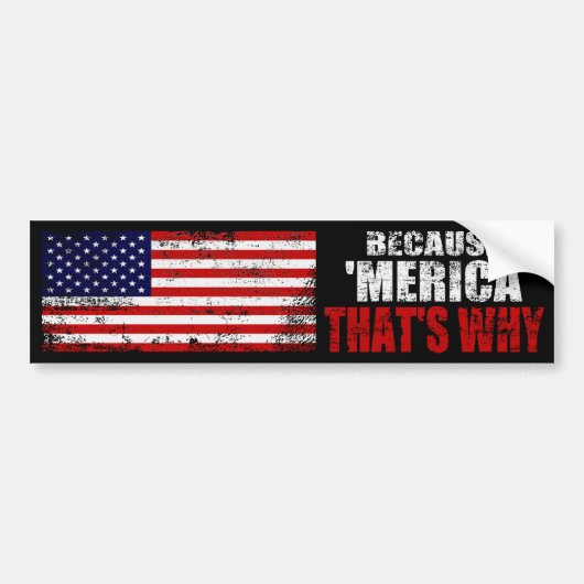 WEIL MERICA, DAS WARUM beunruhigter Autoaufkleber (Vorne)