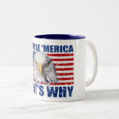 WEIL MERICA, DAS WARUM ZWEIFARBIGE TASSE (VorderseiteRechts)