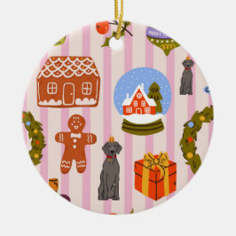 Weim decoration with xmas decorations on pink  keramik ornament