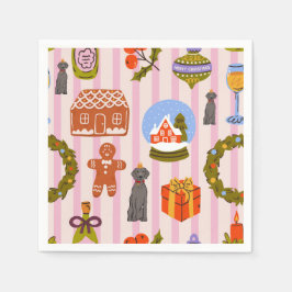 Weim-Dekoration mit Weihnachtsdekoration auf Rosa Serviette