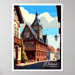 Weimar Deutschland Reisen Vintage Illustration Poster