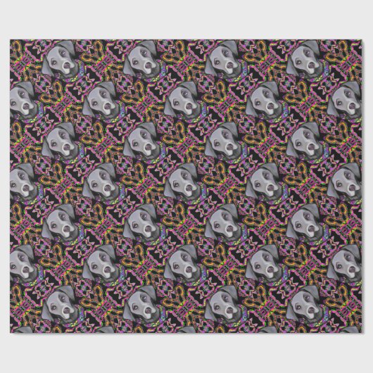 WEIMARANA MARDI GRAS GESCHENKPAPIER (Flach)