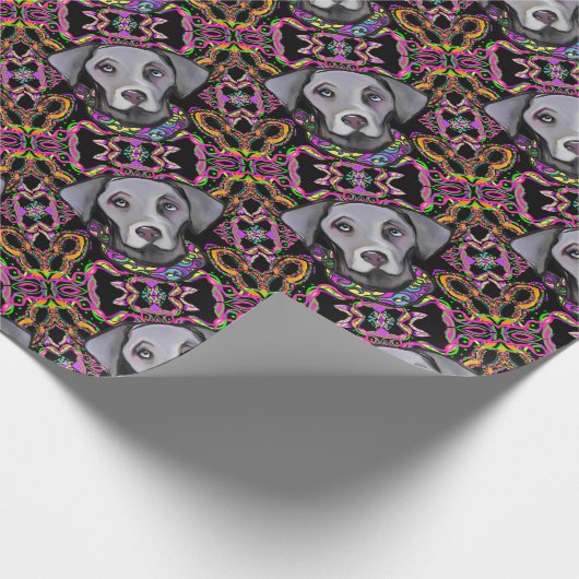 WEIMARANA MARDI GRAS GESCHENKPAPIER (Ecke)