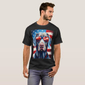 Weimaraner 4. Juli amerikanische Flagge T-Shirt (Vorne ganz)