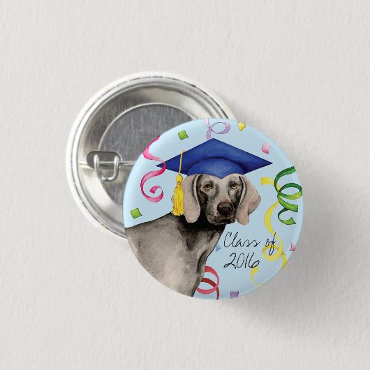 Weimaraner Absolvent Button (Vorne & Hinten)