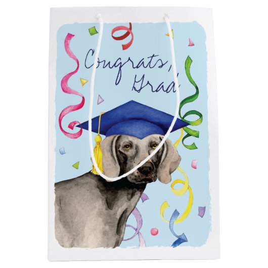 Weimaraner Absolvent Mittlere Geschenktüte (Vorderseite)