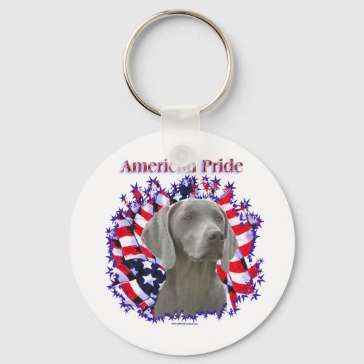 Weimaraner American Pride Schlüsselanhänger (Vorderseite)