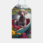 Weimaraner auf dem Paddle: Ein Landschaftliches Ab Geschenkanhänger (Vorderseite)