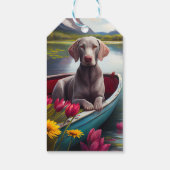 Weimaraner auf dem Paddle: Ein Landschaftliches Ab Geschenkanhänger (Rückseite)