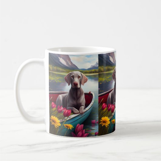 Weimaraner auf dem Paddle: Ein Landschaftliches Ab Kaffeetasse (Links)