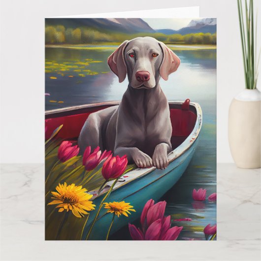 Weimaraner auf dem Paddle: Ein Landschaftliches Ab Karte (Vorderseite)