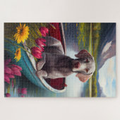 Weimaraner auf dem Paddle: Ein Landschaftliches Ab Puzzle (Horizontal)